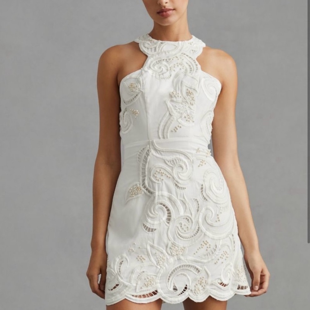 Anthropologie White Mini Dress